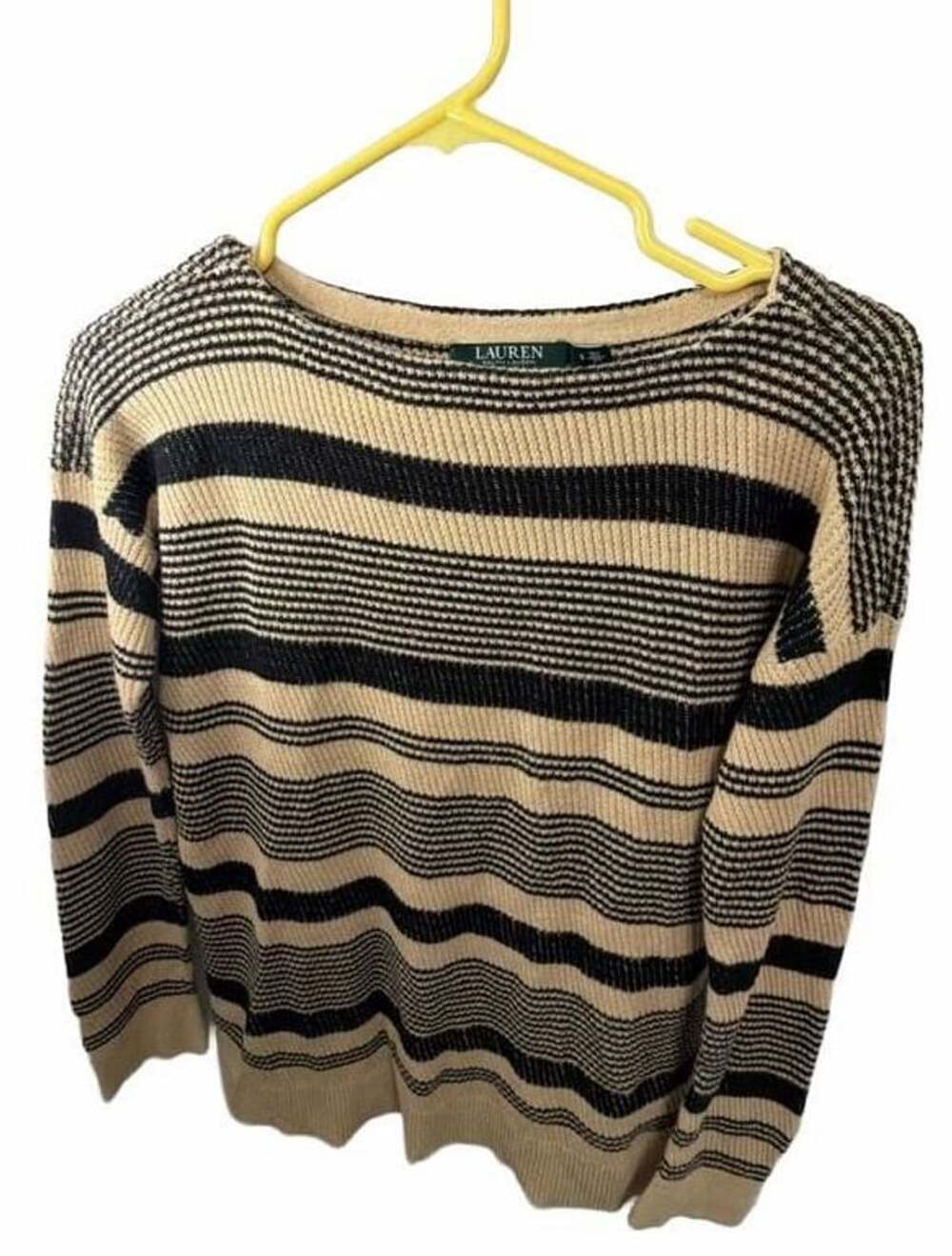 Lauren Ralph Lauren Striped Knit Sweater, Size S, 56% Linen/44% Cotton Blend